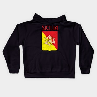 Sicilia - - Old School Faded Style Design Kids Hoodie